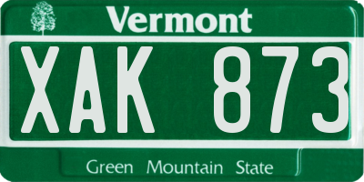 VT license plate XAK873
