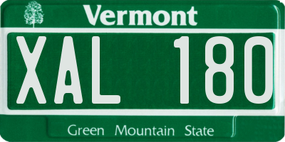 VT license plate XAL180