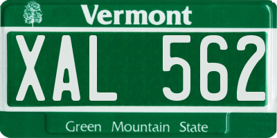 VT license plate XAL562