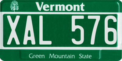 VT license plate XAL576