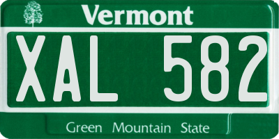 VT license plate XAL582