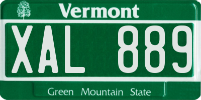 VT license plate XAL889