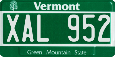 VT license plate XAL952