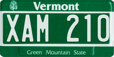 VT license plate XAM210