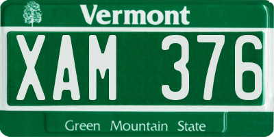 VT license plate XAM376