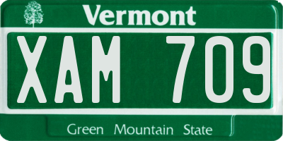VT license plate XAM709