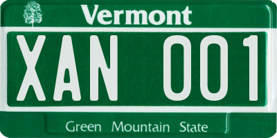 VT license plate XAN001