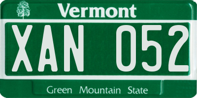 VT license plate XAN052