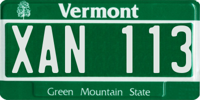 VT license plate XAN113