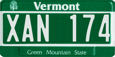 VT license plate XAN174