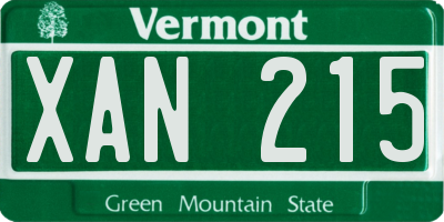 VT license plate XAN215