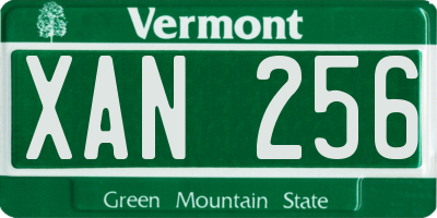 VT license plate XAN256