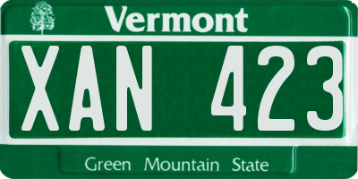 VT license plate XAN423