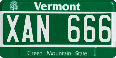 VT license plate XAN666