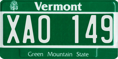 VT license plate XAO149