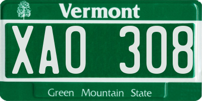 VT license plate XAO308
