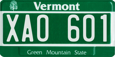 VT license plate XAO601