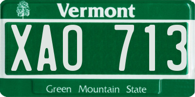VT license plate XAO713