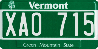 VT license plate XAO715
