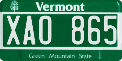 VT license plate XAO865
