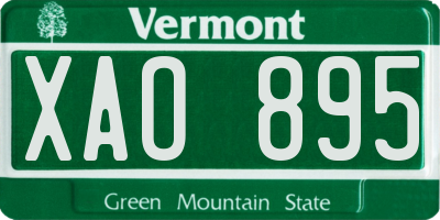 VT license plate XAO895