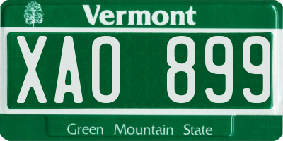 VT license plate XAO899