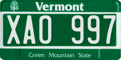 VT license plate XAO997