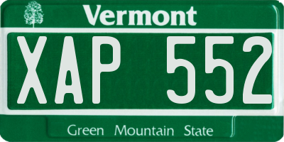 VT license plate XAP552
