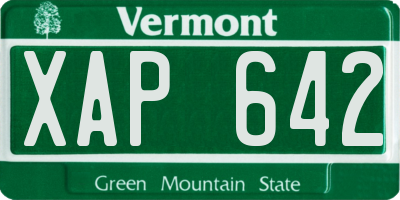 VT license plate XAP642