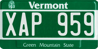 VT license plate XAP959