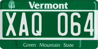 VT license plate XAQ064