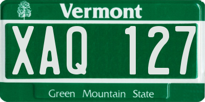 VT license plate XAQ127