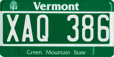 VT license plate XAQ386