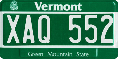 VT license plate XAQ552
