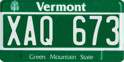 VT license plate XAQ673