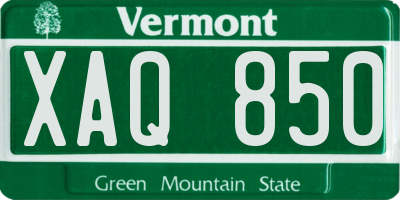 VT license plate XAQ850