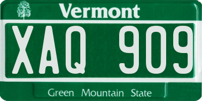 VT license plate XAQ909