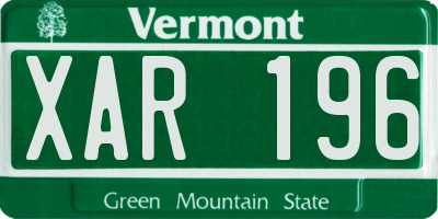 VT license plate XAR196