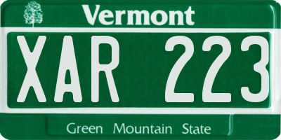 VT license plate XAR223