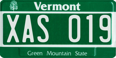 VT license plate XAS019
