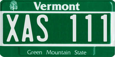 VT license plate XAS111