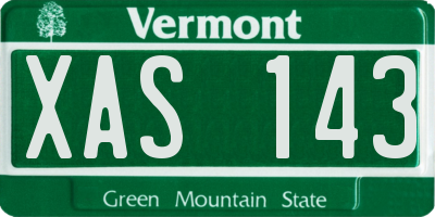 VT license plate XAS143