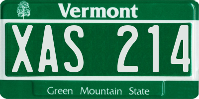 VT license plate XAS214