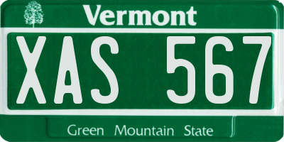 VT license plate XAS567