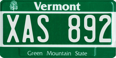 VT license plate XAS892