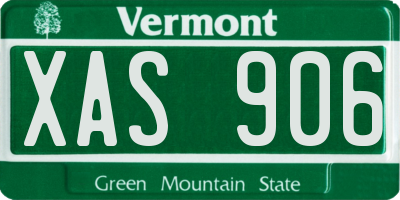 VT license plate XAS906