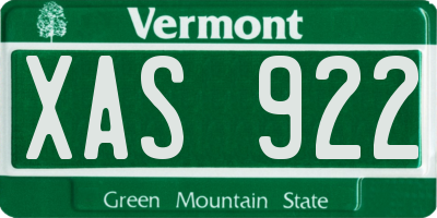 VT license plate XAS922