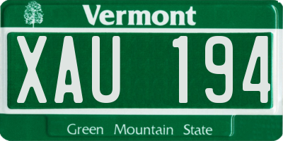 VT license plate XAU194