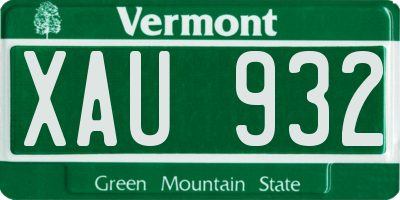 VT license plate XAU932