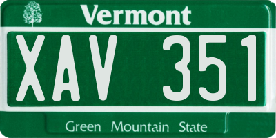 VT license plate XAV351